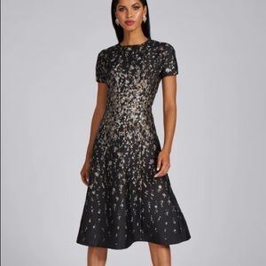 Teri Jon Jacquard Cap Sleeve Dress